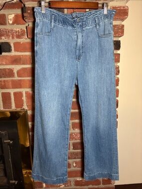 J. Crew Chambray Paperbag Cropped Jeans Wide-Leg High Waisted Size 29